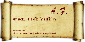 Aradi Flórián névjegykártya